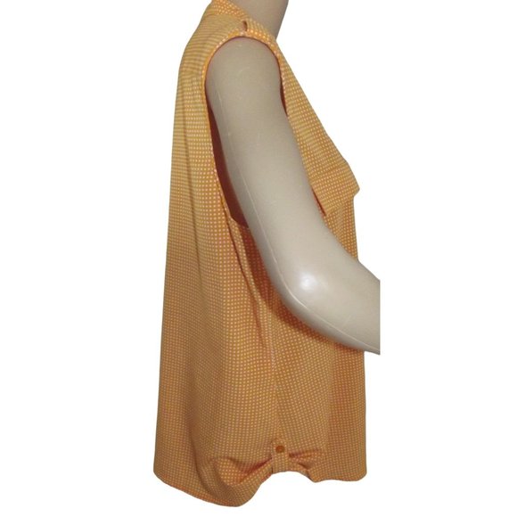 NY Collection Gold Polkadot Sleeveless Button Shirt Size Large white pockets - Picture 9 of 10